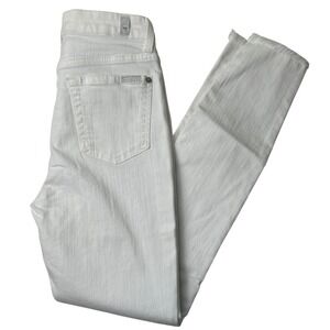 7 For All Mankind White High Waisted Skinny Jeans Women Size 26 Raw Edge Hem